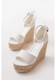 Resim Asmi Shoes Kadın Dolgu Topuklu Ayakkabı Rahat Yüksek Topuklu 11cm Beyaz Beyaz 