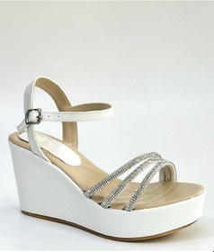 Resim Bulutmod Ba04099 Beyaz Kadın Üç Taşlı Abiye Günlük Dolgu Topuklu Ayakkabı - Beyaz - 38 Beyaz 