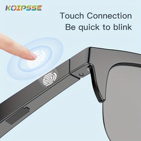Resim KOIPSSE Akıllı Gözlükler Mikrofonlu, Moda Erkek Spor Kablosuz Arama Dokunmatik Çok Fonksiyonlu Apple Telefonlar için Uygun Unisex Aksesuarlar Müzik Çalma Moda Gözlükler Kadınlar için Yüksek Değerli Arama Göz Koruma HIFI Ses Süper Değer 