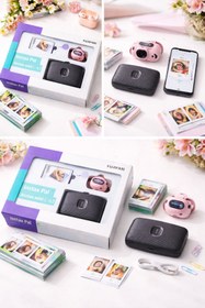 Resim Fujifilm İnstax Mini Link 2 Mavi Akıllı Telefon Yazıcısı ve Pal Pembe Dijital Kamera Seti 