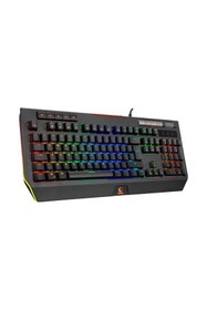 Resim Rampage KB-R105 EXHERO Usb Kablolu RGB Ledli Outemu Blue Switch 5 Makro Tuşlu Gaming Q Klavye 