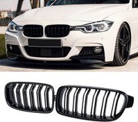 Resim Bmw 3 Serisi F30 2012-2018 Uyumlu M3 Görünüm Panjur ( Böbrek ) - Pıano Black 
