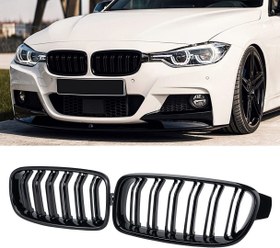 Resim Bmw 3 Serisi F30 2012-2018 Uyumlu M3 Görünüm Panjur ( Böbrek ) - Pıano Black 