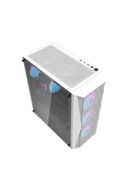 Resim ZOKKA Zoko Melody White 4x12 CM Fanlı Temperli Cam Mesh Panel Beyaz Bilgisayar Kasası 