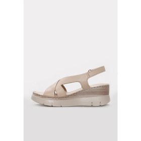 Resim Fast Step Hakiki Deri Kadın Dolgu Topuk Sandalet 621ZA1405 