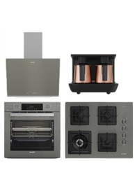 Resim AFC 361 G + OCD K 651 EWG + ADE 606-2 G Gri Ankastre Set + TKM 9961 G Telve Bakır Türk Kahve Makinesi 