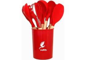 Resim Hype Store Valletta Mikla Isıya Dayanıklı Yanmaz Yapışmaz 33 Parça Silikon Spatula Mutfak Seti Kırmızı 