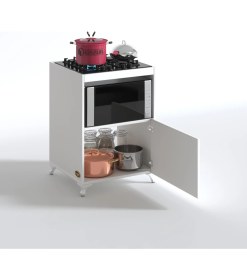 Resim Kenz Life Kenzlife Beyaz Ocak Dolabı 85x60x56 cm Modern Suntalam Tasarım 1 Çekmeceli 2 Raflı 