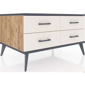 Resim Kronos Şifonyer 4 Raflı 88x59x48 Çam-antrasit/aytaşı Antrasit/aytaşı 