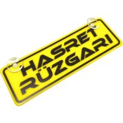 Resim Hasret Rüzgarları Yazılı Sarı Dekor Plaka Vantuzlu Cam Süsü 