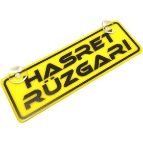 Resim Hasret Rüzgarları Yazılı Sarı Dekor Plaka Vantuzlu Cam Süsü 