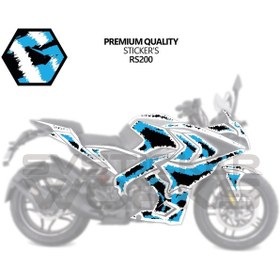 Resim Bajaj Rs200 Kaplama Sticker Air Brush Motor Kaplama Modeli Hazır Kit Tüm Modeller Uyumlu Mavi 