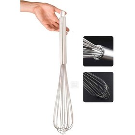 Resim Sos Çırpma Teli Paslanmaz Yumurta Çırpıcı Çikolata Çırpıcı Krema Çırpıcı Çelik Saplı Jumbo Boy 50 Cm Metalik Gri 
