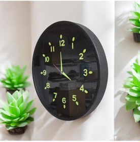 Resim Fosforlu Karanlıkta Parlayan Kabartma Rakam Duvar Saati Çap 36 Cm Siyah Siyah 