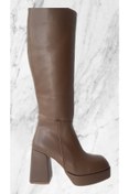 Resim 4seasons shoes Açık Kahve Platform Topuklu Kadın Deri Çizme 