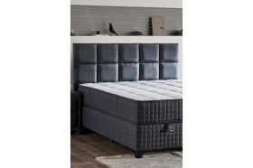 Resim Star Başlık 160 cm Çift Kişilik Antrasit Keten Kumaşlı Modern Lüks Yatak Başlığı / Baza Başlığı 