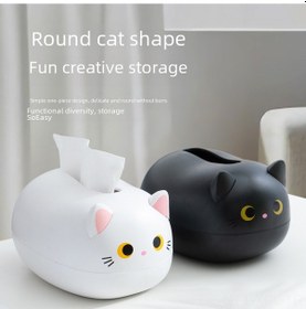 Resim Konesam Nordik Stili Kedi Desenli Çok Amaçlı Masaüstü Organizer - Havlu Kutusu, Dekoratif Saklayıcı, Ev & Ofis Kullanıma Uygun Siyah Kedi 