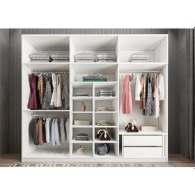 Resim Pamela 12 Kapaklı Gardırop Dolap Beyaz 208 Cm - Montaj Dahil 