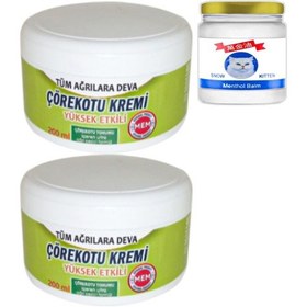 Resim 2li Çörek Otu Kremi Büyük Xlboy 200 Ml İçin Krem Green + 50 Ml Snow Kitten Krem / Diz Dirsek İskelet Sırt Bel Kas na Masaj Seti 