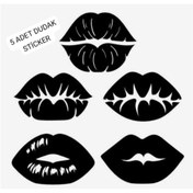 Resim EYBA STİCKER 5 Li Set Dudak Işyeri Kuaför Makyaj Göz Yüz Sticker 