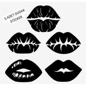 Resim EYBA STİCKER 5 Li Set Dudak Işyeri Kuaför Makyaj Göz Yüz Sticker 