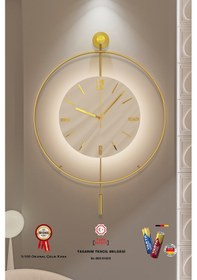 Resim MetaQuartz Aksesuar (Büyük Boy-50*75 cm) İskandinav Kristal Ledli Pilli Duvar Saati Gold 