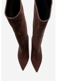 Resim Luvishoes Camila Kahverengi Süet Kadın Topuklu Çizme Kahverengi 
