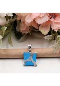 Resim Firuze Taşlı Kare Set Rose Gold - Gümüş 
