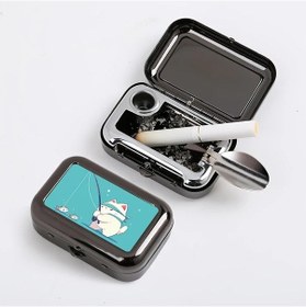 Resim Xuweiwei Blue Fishing Cat Desenli 1 Adet Portatif Kare Metal Kutu Çok Amaçlı Erkekler İçin Kalın İnce Sigara Oto Küllüğü Dekoratif Ev Aksesuarı 