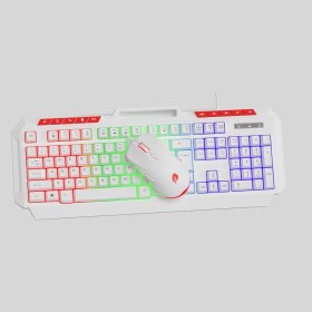 Resim Gamebooster Knight KM-11W Rainbow Aydınlatmalı Kablolu Oyuncu Klavye & Rgb Mouse Set - Beyaz 