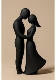 Resim Minimalist Erkek Ve Kadın Mat Siyah Heykel 