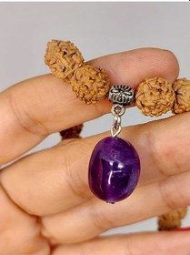 Resim Ametist Taşlı Rudraksha Tohum Kolye Dolama Bileklik 8mm 49722 