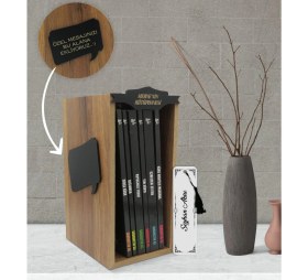 Resim BK Kişiye Özel Isimli Ahşap Kütüphanede Sabahattin Ali Seti-(6 Kitap) ve Kitap Ayracı Hediye Seti 