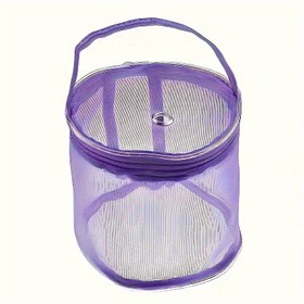 Resim 1 Adet Gül Kırmızısı Naylon Örgü Depolama Çantası - Elastik Kapatmalı, Şeffaf Küresel El Aleti Organizer, Dayanıklı Tığ İşi & DIY Organizatör, Görünür İçerik Yapılı Dikiş Malzemeleri ve Aksesuarları için Sağlam Yapı (Sağlam Fermuarlı), Yün Saklama Kutusu 