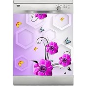 Resim Makinesi Sticker Kaplama Beyaz Eşya Kaplama 3D Altigen Mor Çiçek 