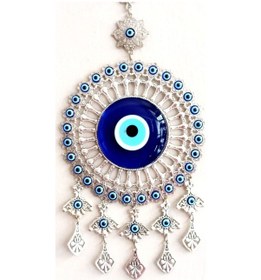 Resim Yuvarlak Nikel Zamak Kaplamalı Nazar Boncuğu Duvar Süsü 