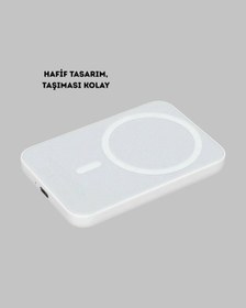 Resim Tek Manyetik Kablosuz Powerbank İphone 12/13/14/15 Uyumlu, Hızlı Şarjlı, Ultra Hafif Najmaddin 