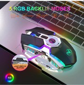 Resim Maiyame Hxsj T30 Kablosuz Mouse 2.4 G Usb Alıcı 5 Arka Aydınlatmalı RGB Modu Mekanik Mouse 