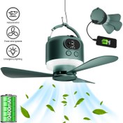 Resim 10400mAh Taşınabilir Kamp Fanı LED Işık, USB Şarj Edilebilir Asılı Çadır Tavan Fanı, 3 Hız, Acil Işık, ABS Malzeme, Uzun Ömürlü Lityum Pil, Açık Hava, Yurt ve Kamp Kullanımı İçin, Kamp Aksesuarları 