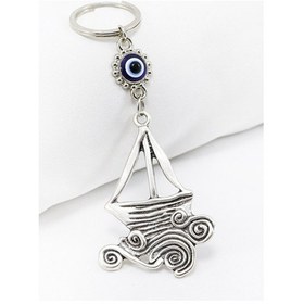 Resim Çerçeveli Nazar Boncuklu Yelkenli Anahtarlık , Hediyelik Yelkenli 