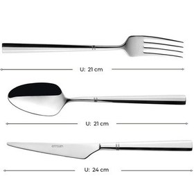 Resim Emsan Penta 18 Parça 6 Kişilik Çatal Kaşık Bıçak Takımı Gümüş 