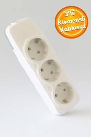 Resim Mutlusan Grup Priz 3'lü Anahtarsız Kablosuz Priz Beyaz Üçlü Fiş Kablosuz 