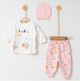 Resim Hoppala Bear Baskılı Şapkalı Maanşetli Zıbın 