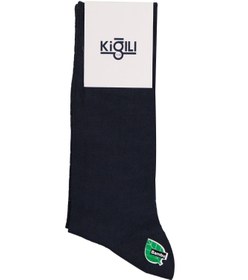 Resim Koyu Lacivert Tekli Bambu Desenli Çorap 