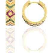 Resim Söğütlü Si̇lver Gümüş Gold Kilim Modeli Halka Küpe 