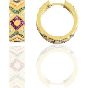 Resim Söğütlü Si̇lver Gümüş Gold Kilim Modeli Halka Küpe 