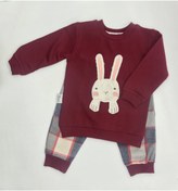 Resim BEBEK FİRARDA Tavşan Nakışlı Sweat Bebek Takım Pijama Eşofman 2’li Takım 3503 