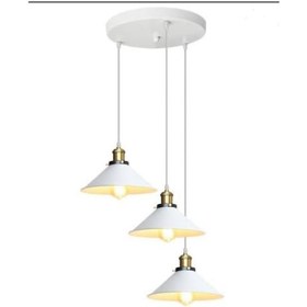Resim Mylights Retro Rustik Beyaz Metal Sarkıt Avize Üçlü Sarkıt 