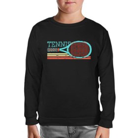 Resim Tenis - Raket Yatay Siyah Çocuk Sweatshirt 