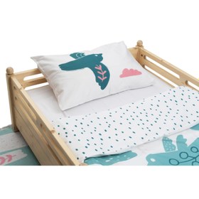 Resim Bird of Life Çift Taraflı Pamuk Saten Mint Yeşili Çocuk Nevresim Seti 140x200cm 